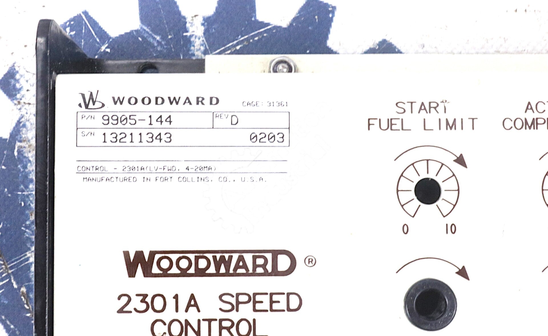 9905-144 By Woodward 4-20A 10–40VDC Full Authority Speed Control Module