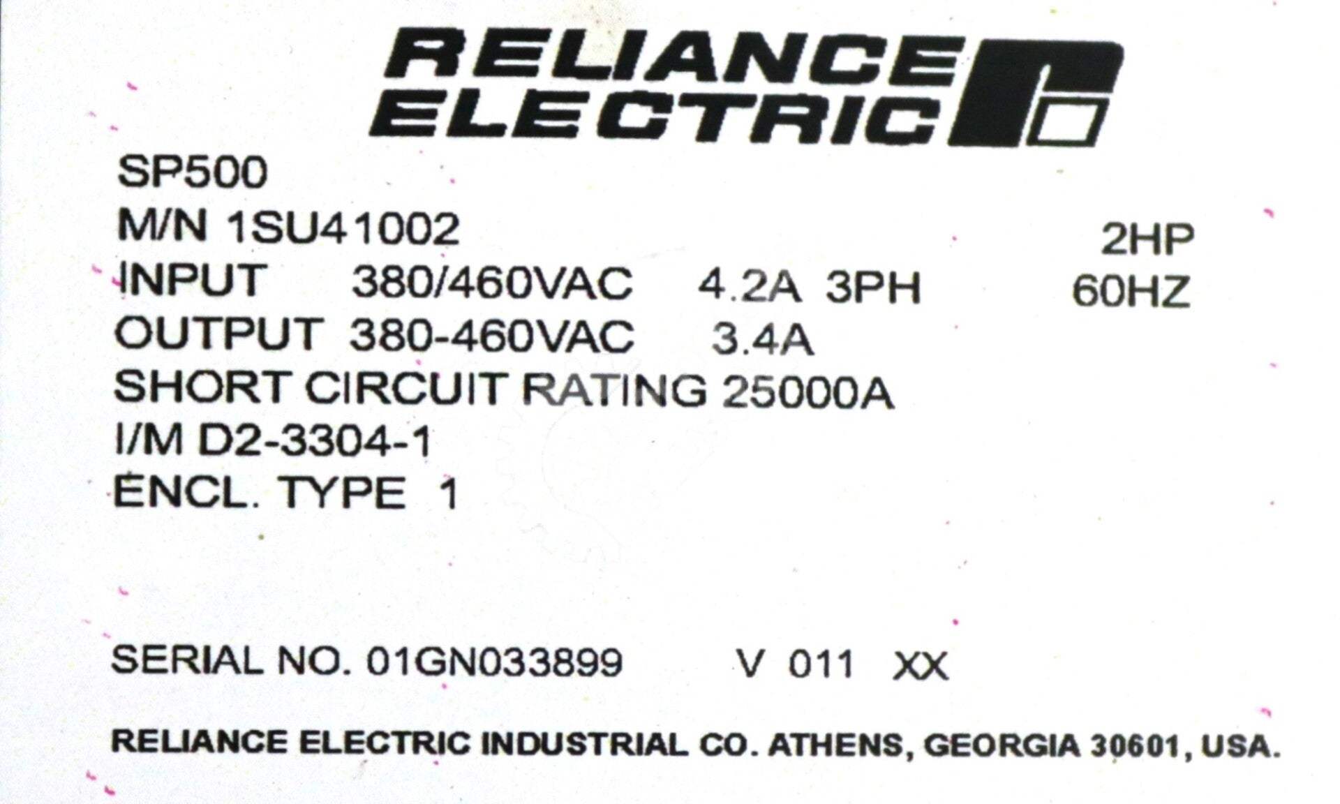 1SU41002 By Reliance Electric 2HP AC Drive SP500