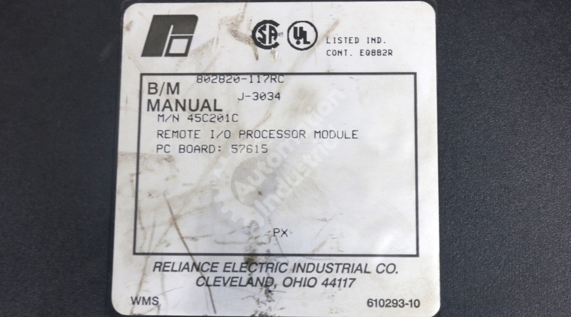 45C201C By Reliance Electric Remote I/O Processor Module AutoMate