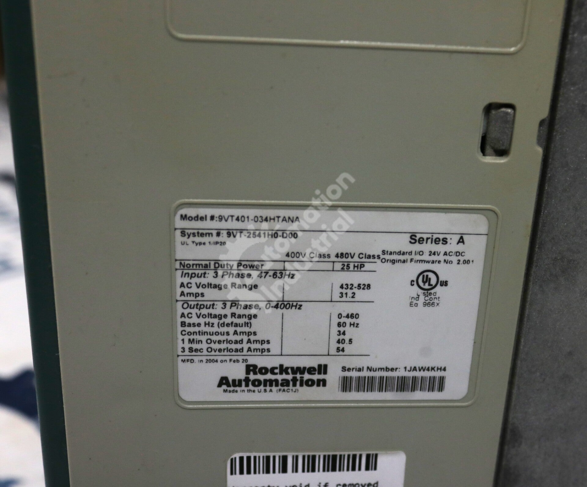 9VT401-034HTANA By Reliance Electric 25 HP HVAC AC Drive VTAC9 Drives Series