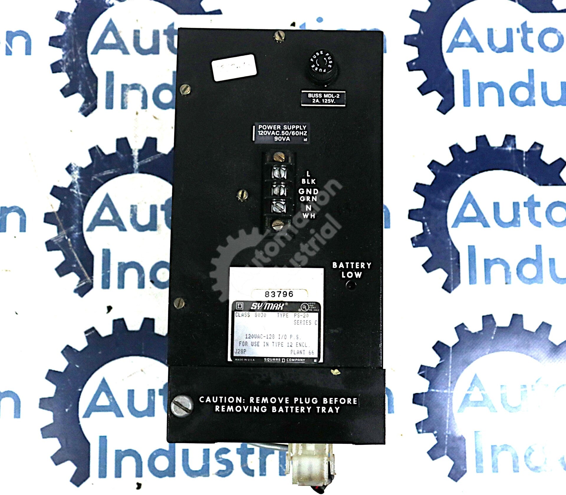 PS-20 By Square D Sy/Max Class 8030 120VAC 50/60HZ I/O Power Supply