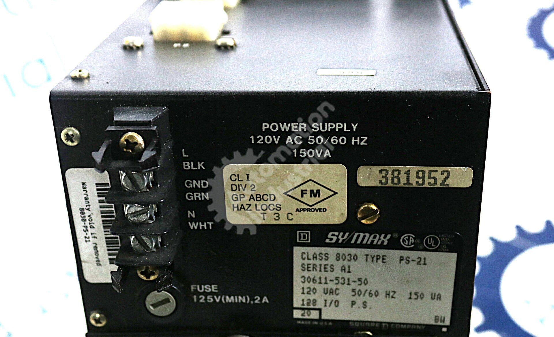 PS-21 By Square D Sy/Max Class 8030 120VAC 50/60HZ 150VA Power Supply Module