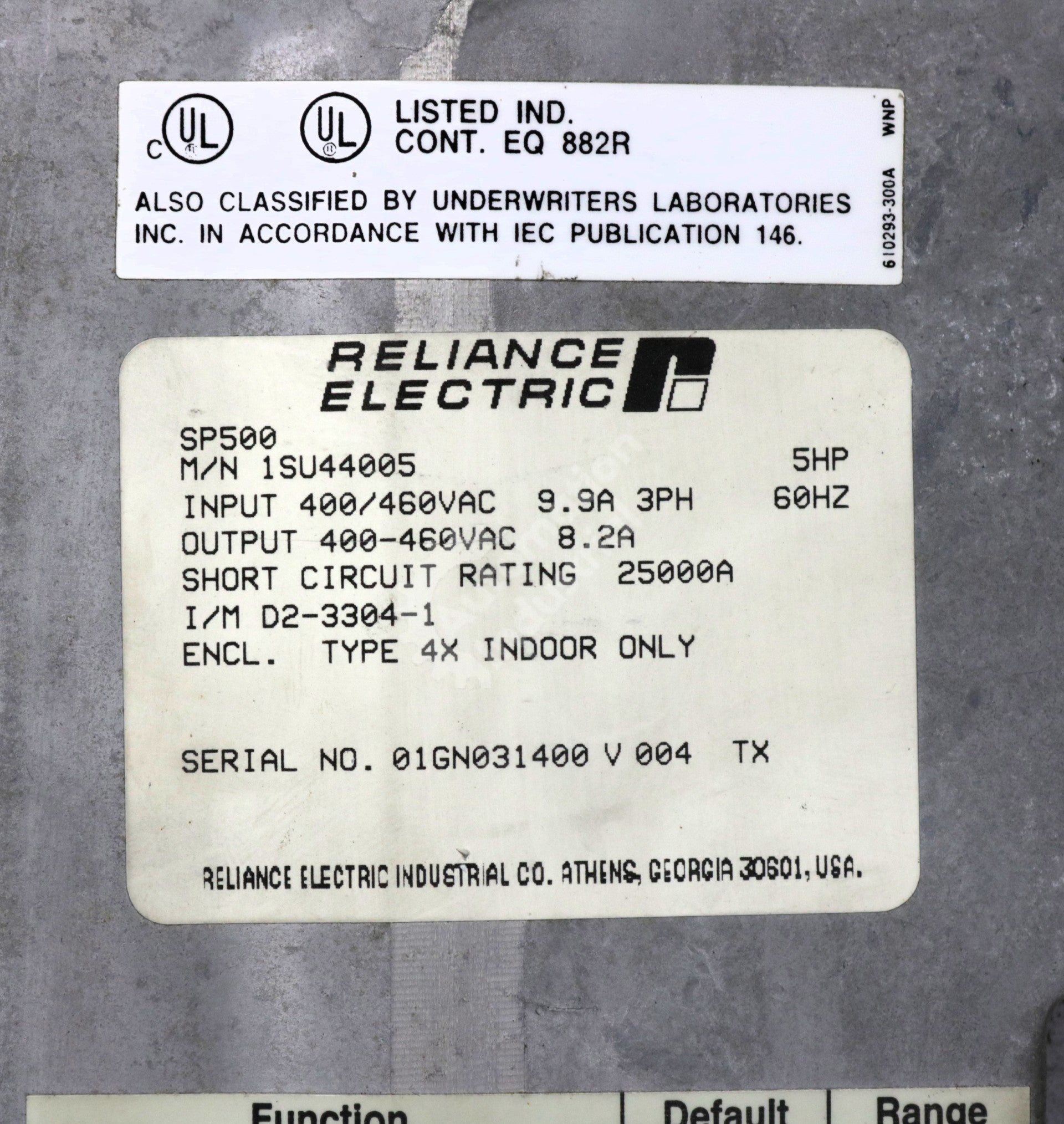 1SU44005 by Reliance Electric 5 HP 3 Phase Input AC Drive SP500