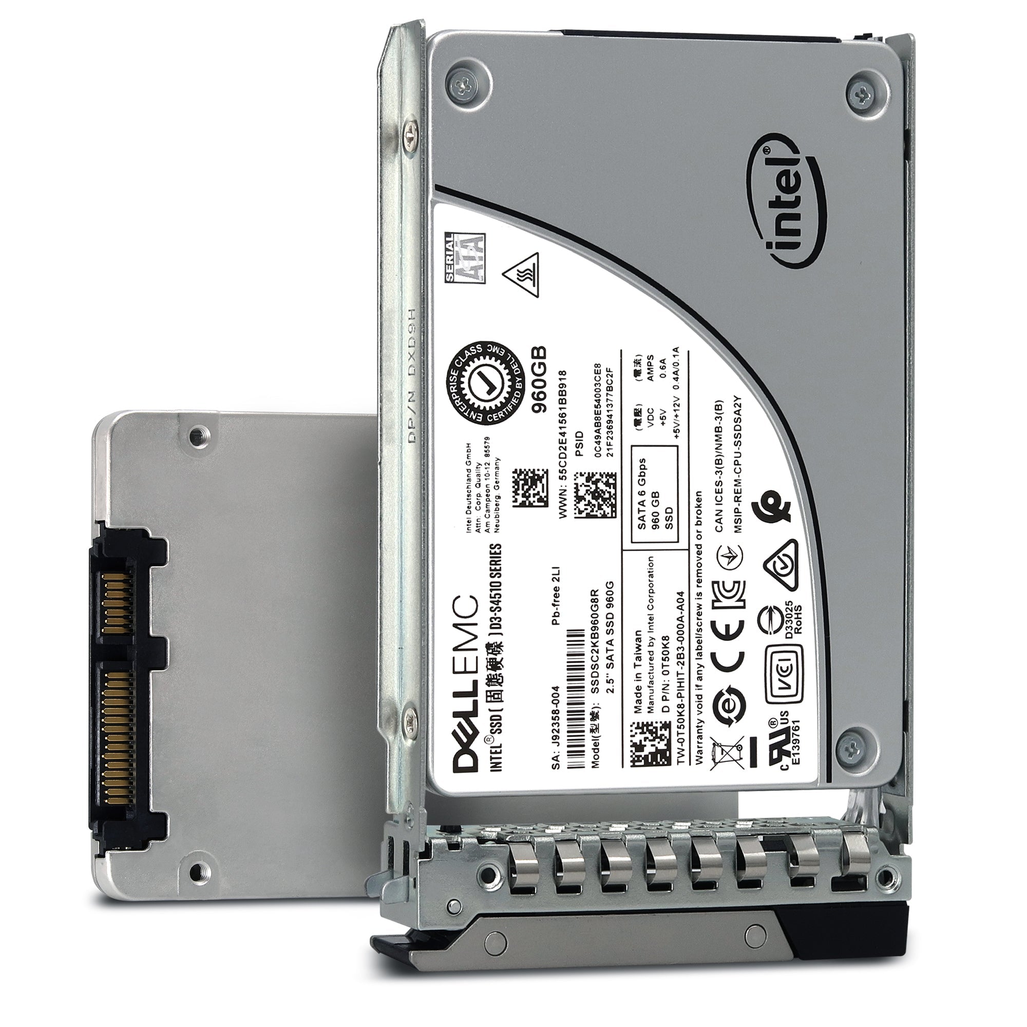 Dell G14 SSDSC2KB960G8R1 0T50K8 960GB SATA 6Gb/s 3D TLC 1DWPD 2.5in Refurbished SSD
