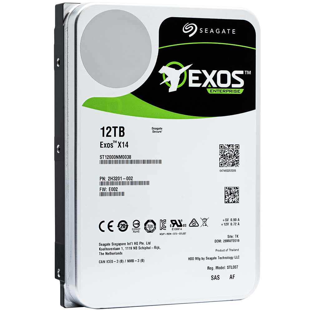 Seagate Exos X14 ST12000NM0038 12TB 7.2K RPM SAS 12Gb/s 512e/4Kn 256MB 3.5" FastFormat Hard Drive