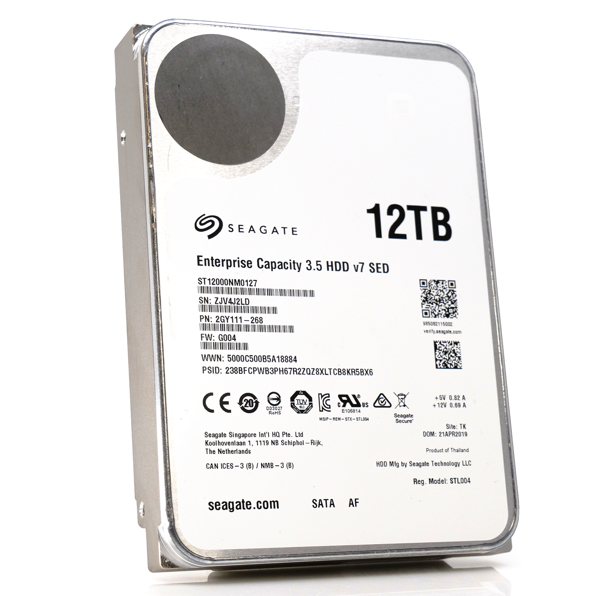 Seagate Enterprise Capacity v7 ST12000NM0127 12TB 7.2K RPM SATA 6Gb/s 512e SED 3.5in Refurbished HDD