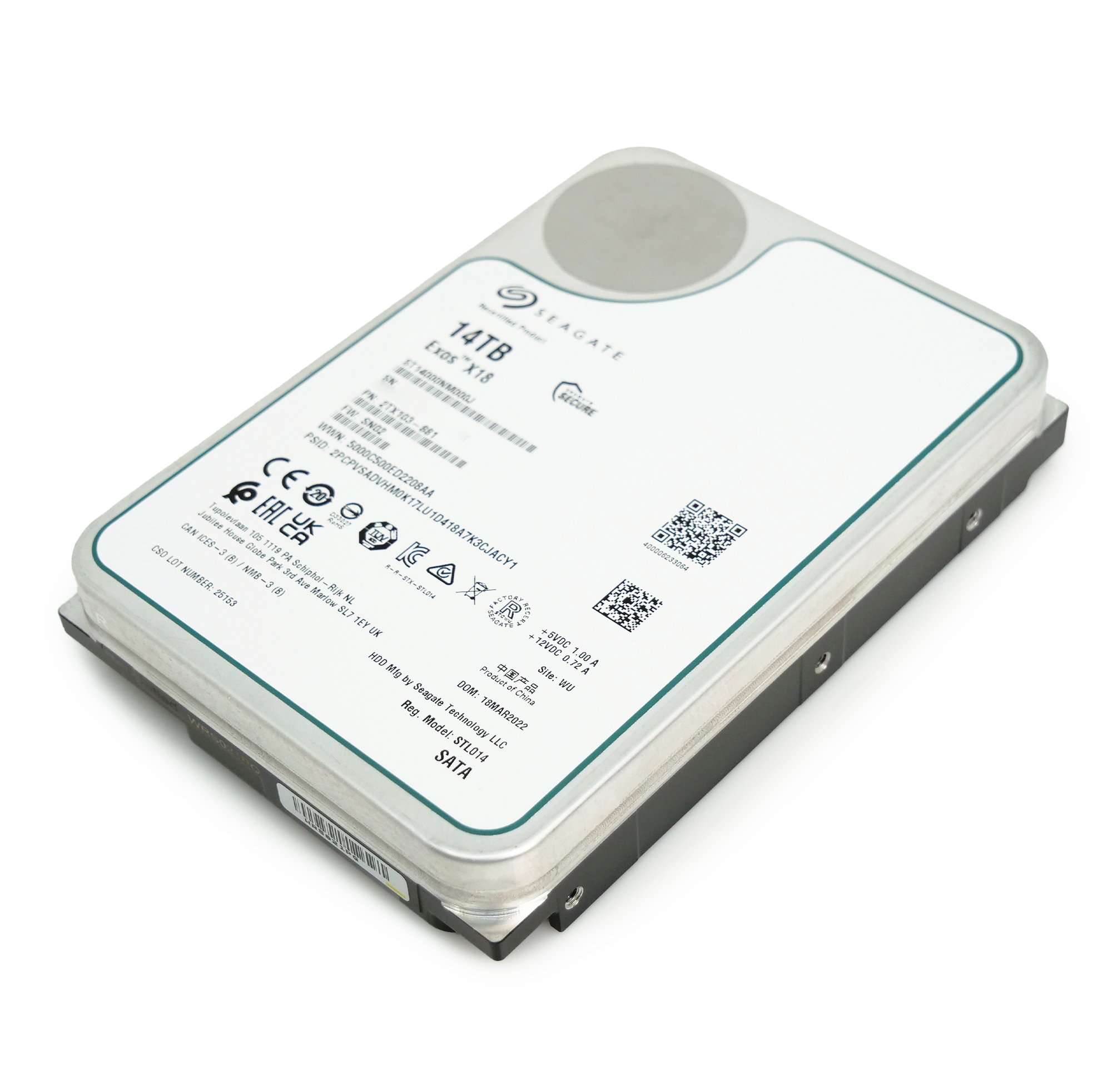 Seagate Exos X18 ST14000NM000J 14TB 7.2K RPM SATA 6Gb/s 3.5in Refurbished HDD
