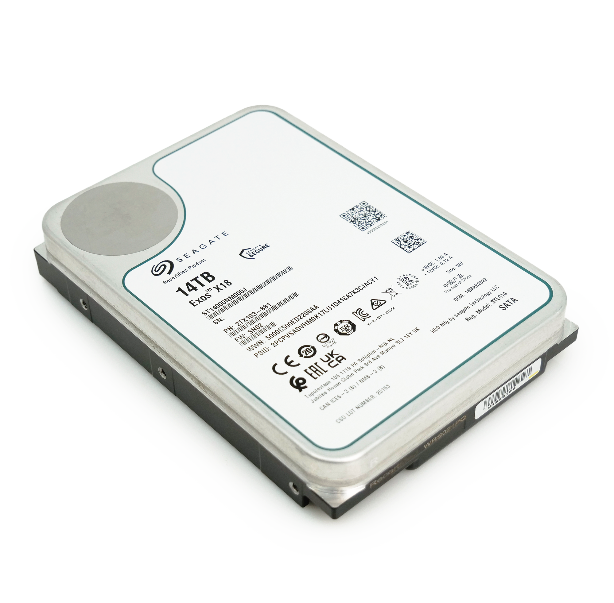Seagate Exos X18 ST14000NM000J 14TB 7.2K RPM SATA 6Gb/s 3.5in Refurbished HDD