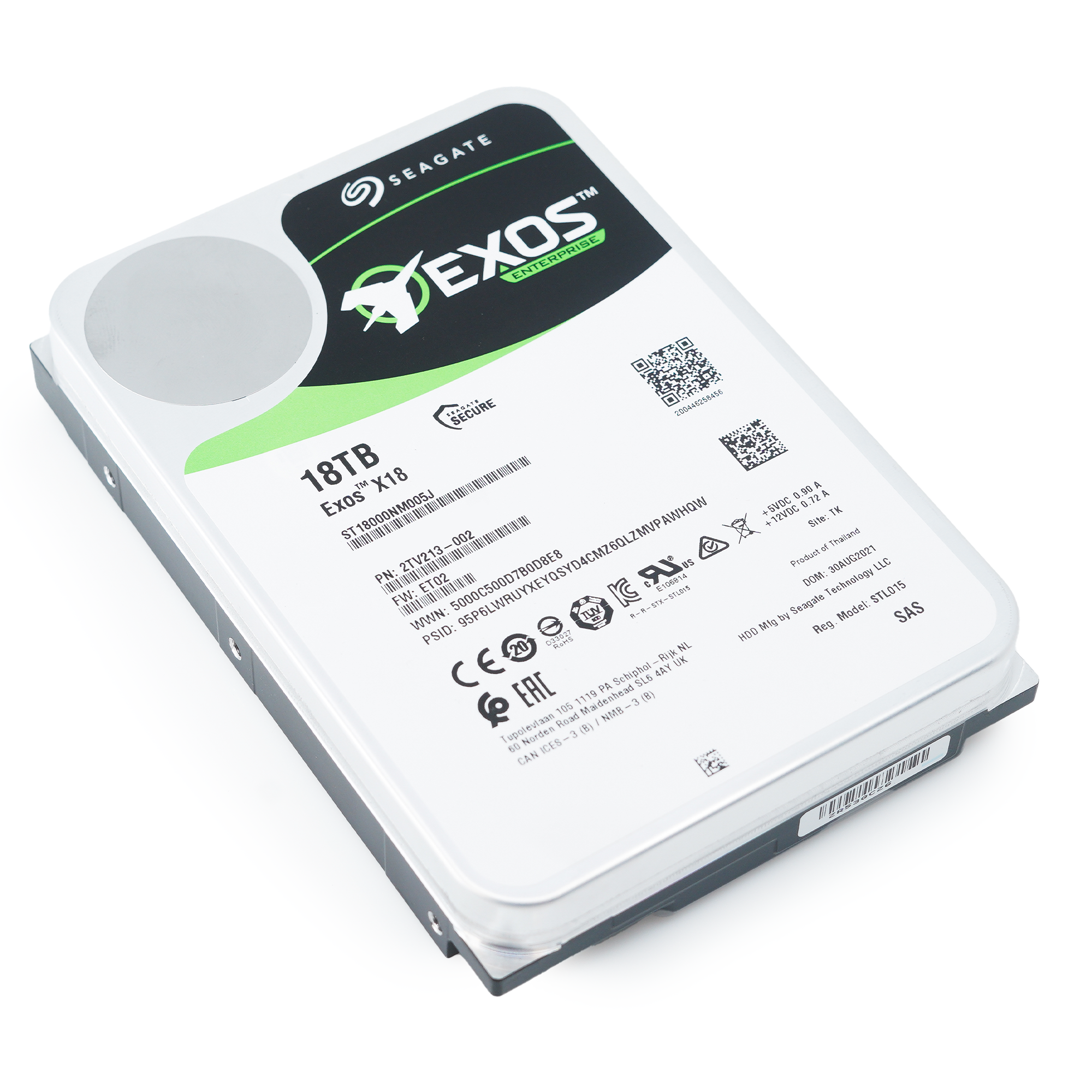 Seagate Exos X18 ST18000NM005J 18TB 7.2K RPM SAS 12Gb/s 512e SED 3.5in Hard Drive