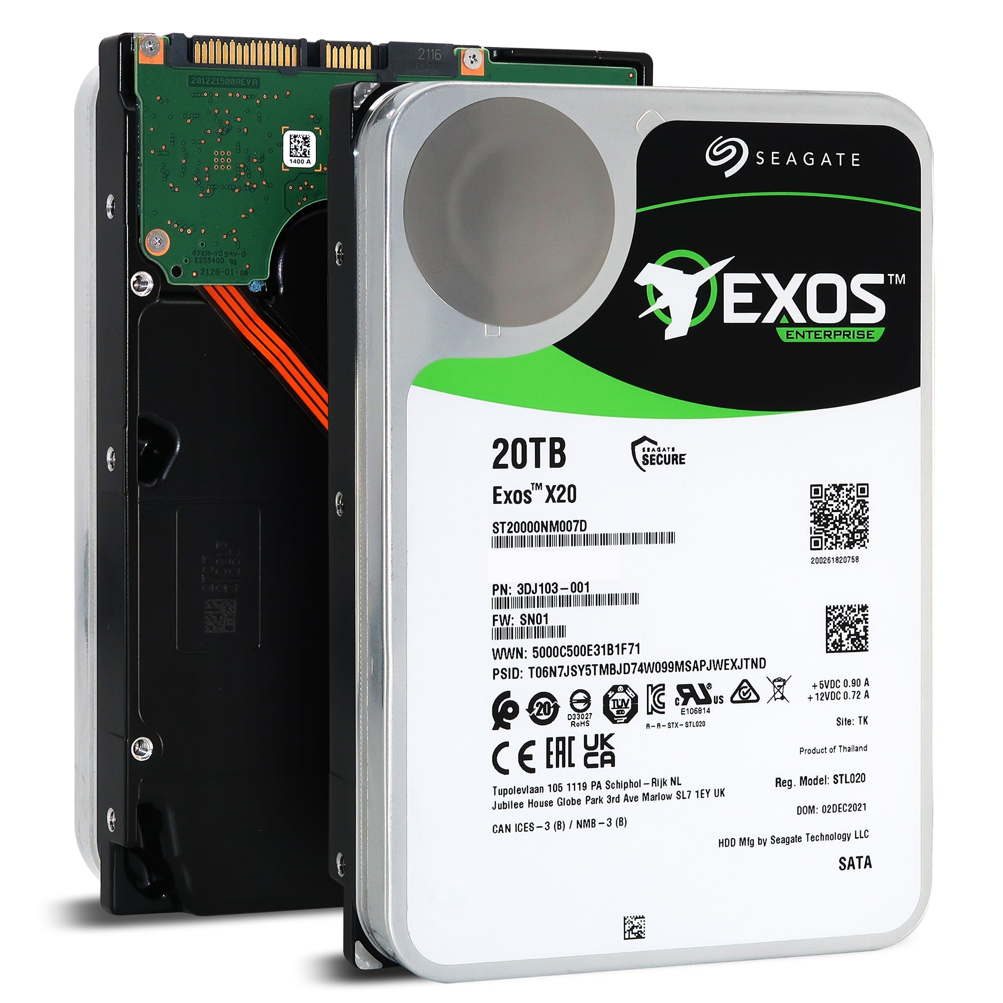 Seagate Exos X20 ST20000NM007D 20TB 7.2K RPM SATA 6Gb/s 3.5in Refurbished Hard Disk Drive (HDD)