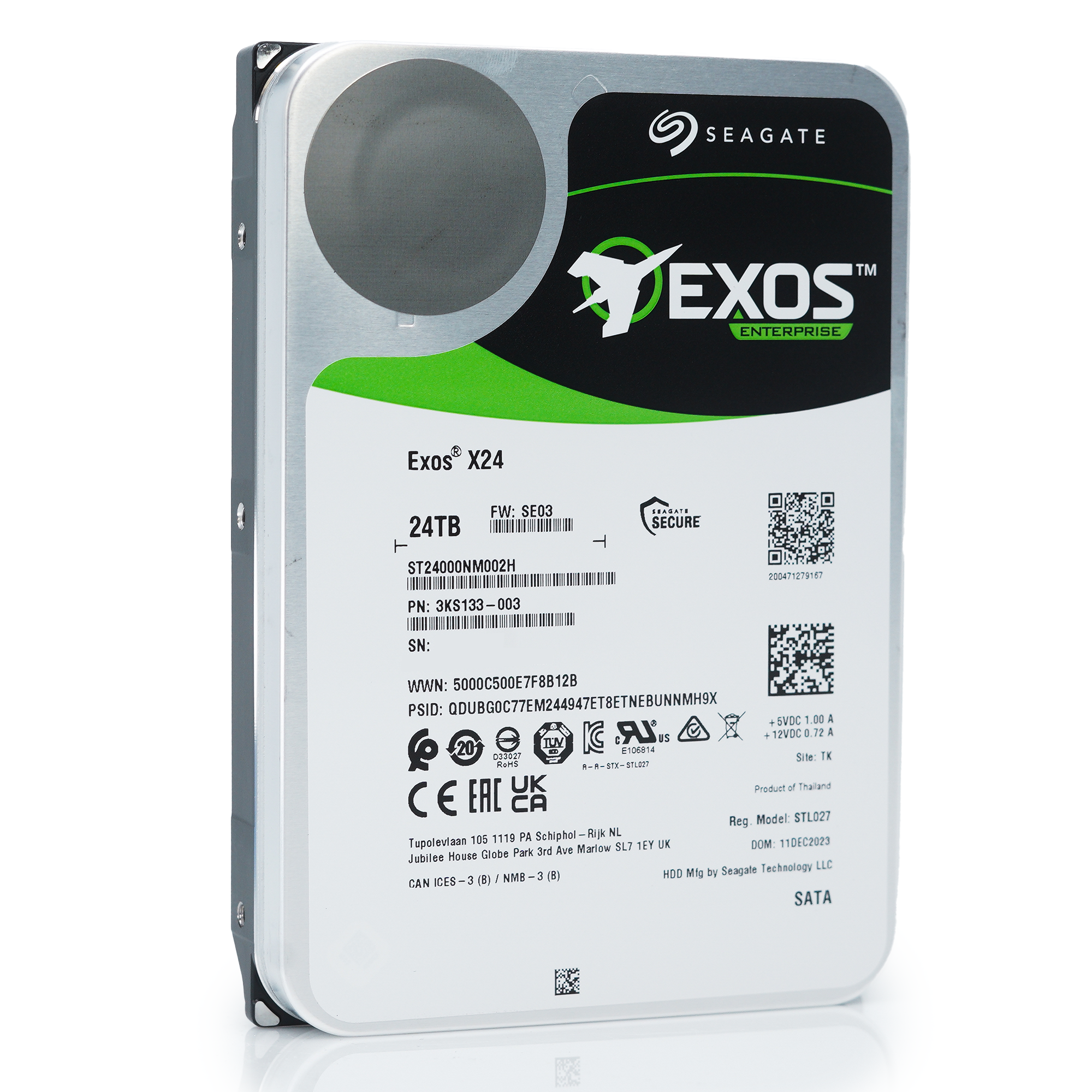 Seagate Exos X24 ST24000NM002H 24TB 7.2K RPM SATA 6Gb/s 512e FastFormat 3.5in Hard Drive