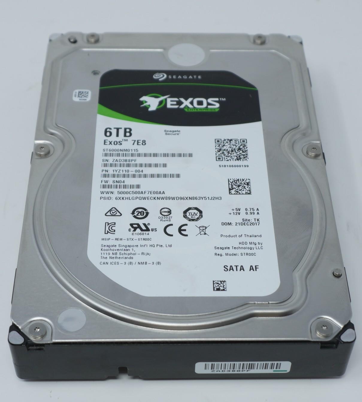 ST6000NM0115 Seagate 6TB 7.2K RPM 6Gb/s 3.5"SATA Hard Drive