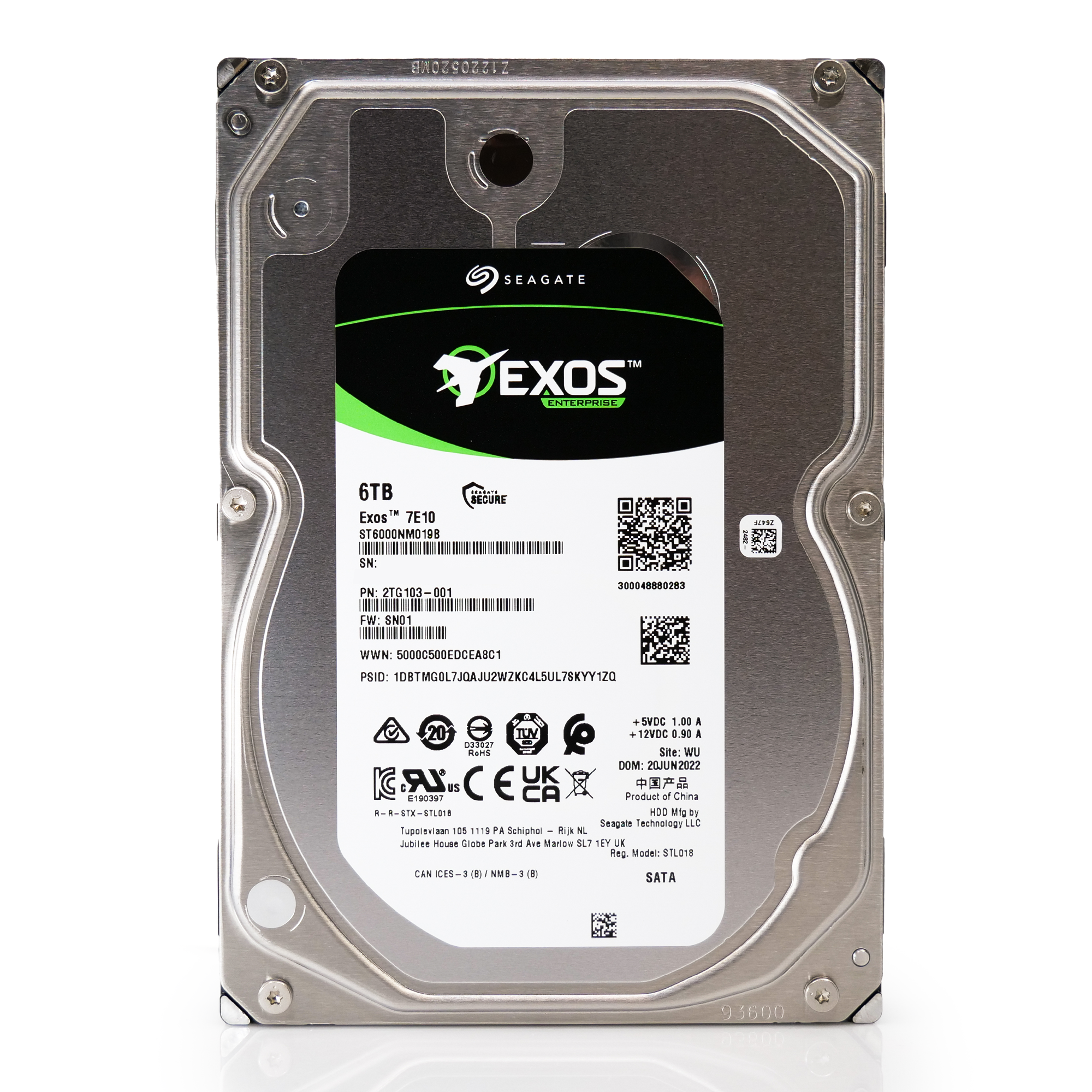 Seagate Exos ST6000NM019B 6TB 7200K RPM SATA 6Gb/s 3.5in Recertified Hard Drive