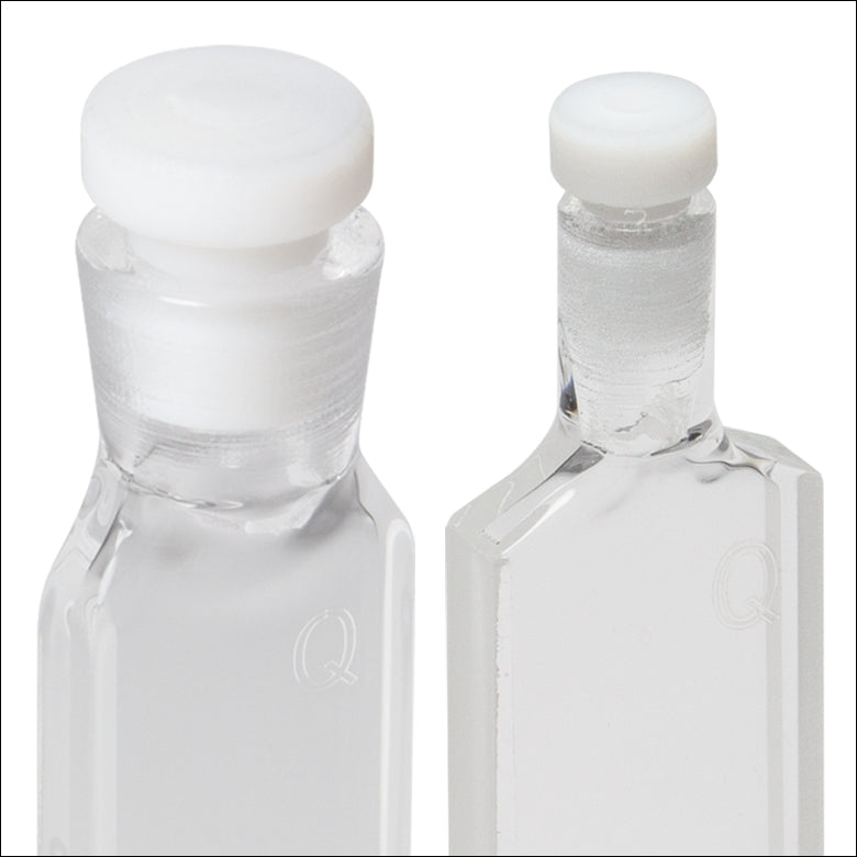 T-CV1Q035AE2 - 350 µL Enhanced Chemical Resistance Micro Cuvette with Stopper, Synthetic Quartz Glass, 4.7 mm Opening Diameter, 1 mm Path Length, 2 Pack
