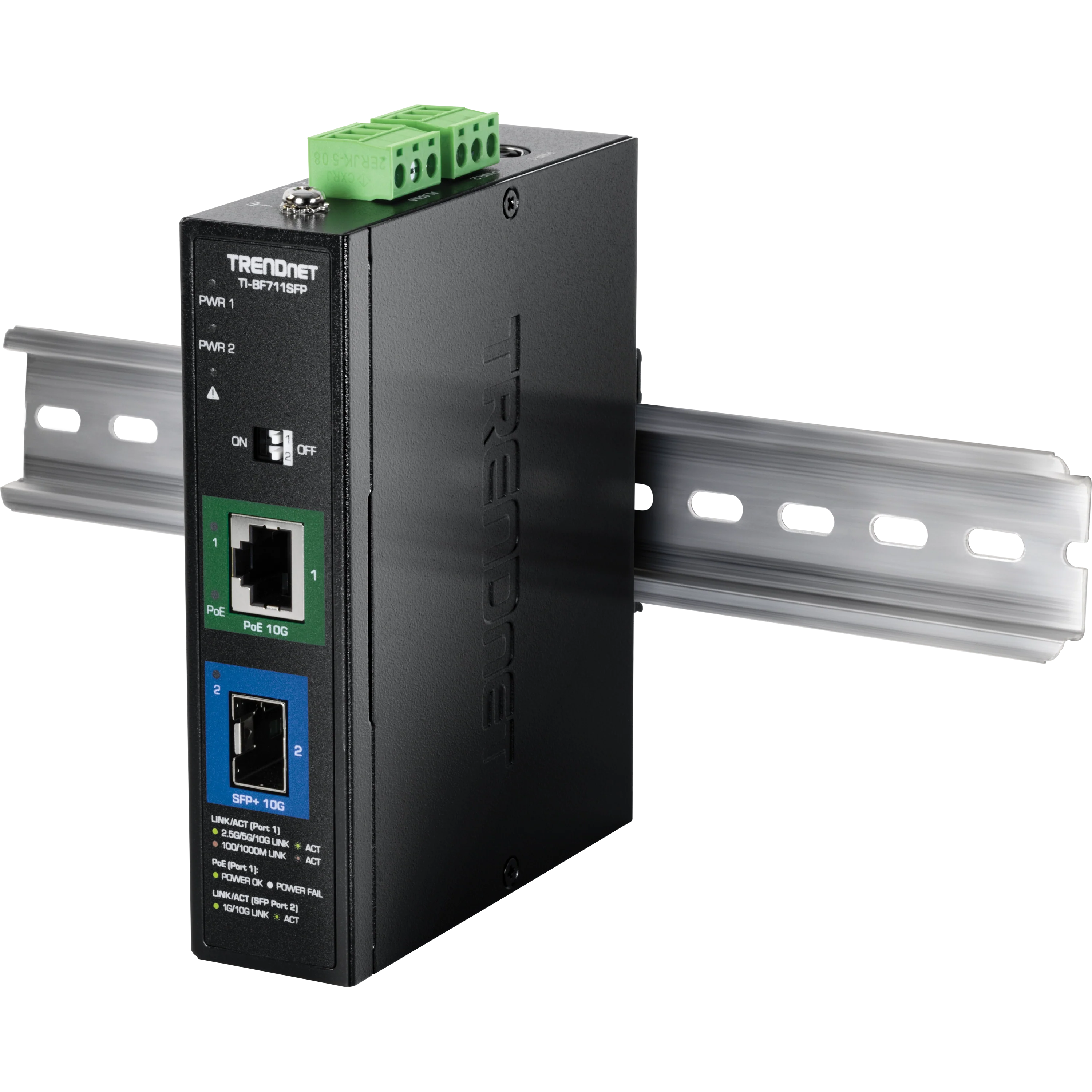 TRENDnet TI-BF711SFP Industrial 10G SFP+ to 10G PoE++ Media Converter