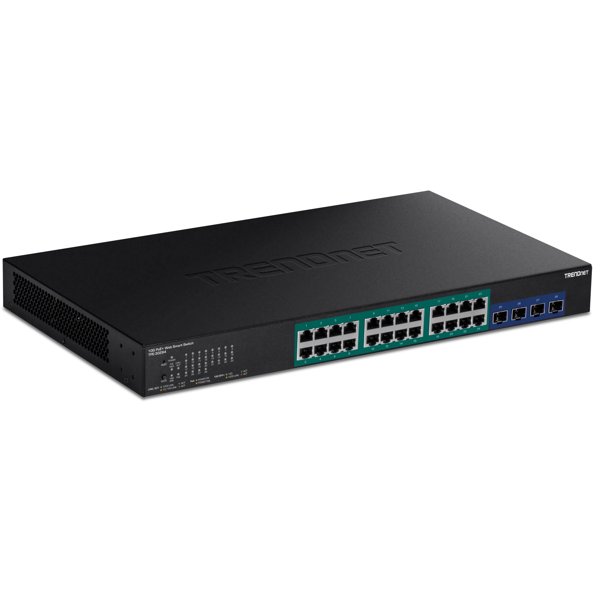 TRENDnet TPE-30284 28-Port Gigabit Web Smart PoE+ Switch with 10G SFP+ slots