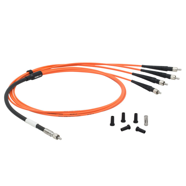 T-BF46HS01 - 1-to-4 Fan-Out Bundle, 600 µm Core, High OH, SMA, Round Common End, 1 m Long
