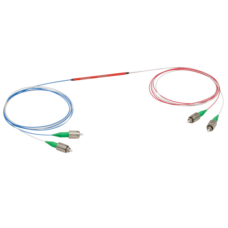T-TW670R2A2 - 2x2 Wideband Fiber Optic Coupler, 670 ± 75 nm, 90:10 Split, FC/APC Connectors