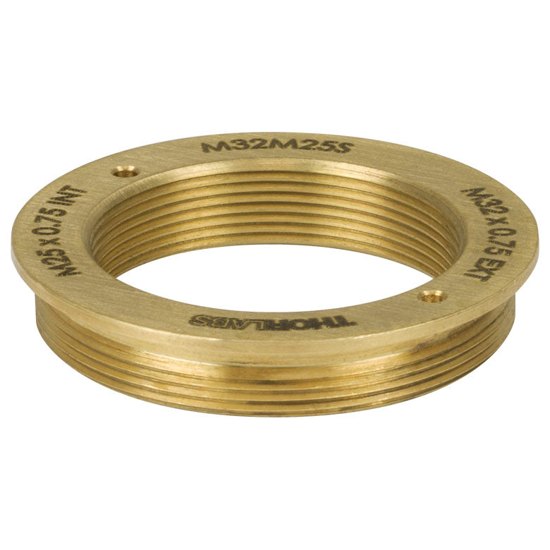 T-M32M25S - Brass Microscope Adapter with External M32 x 0.75 Threads and Internal M25 x 0.75 Threads
