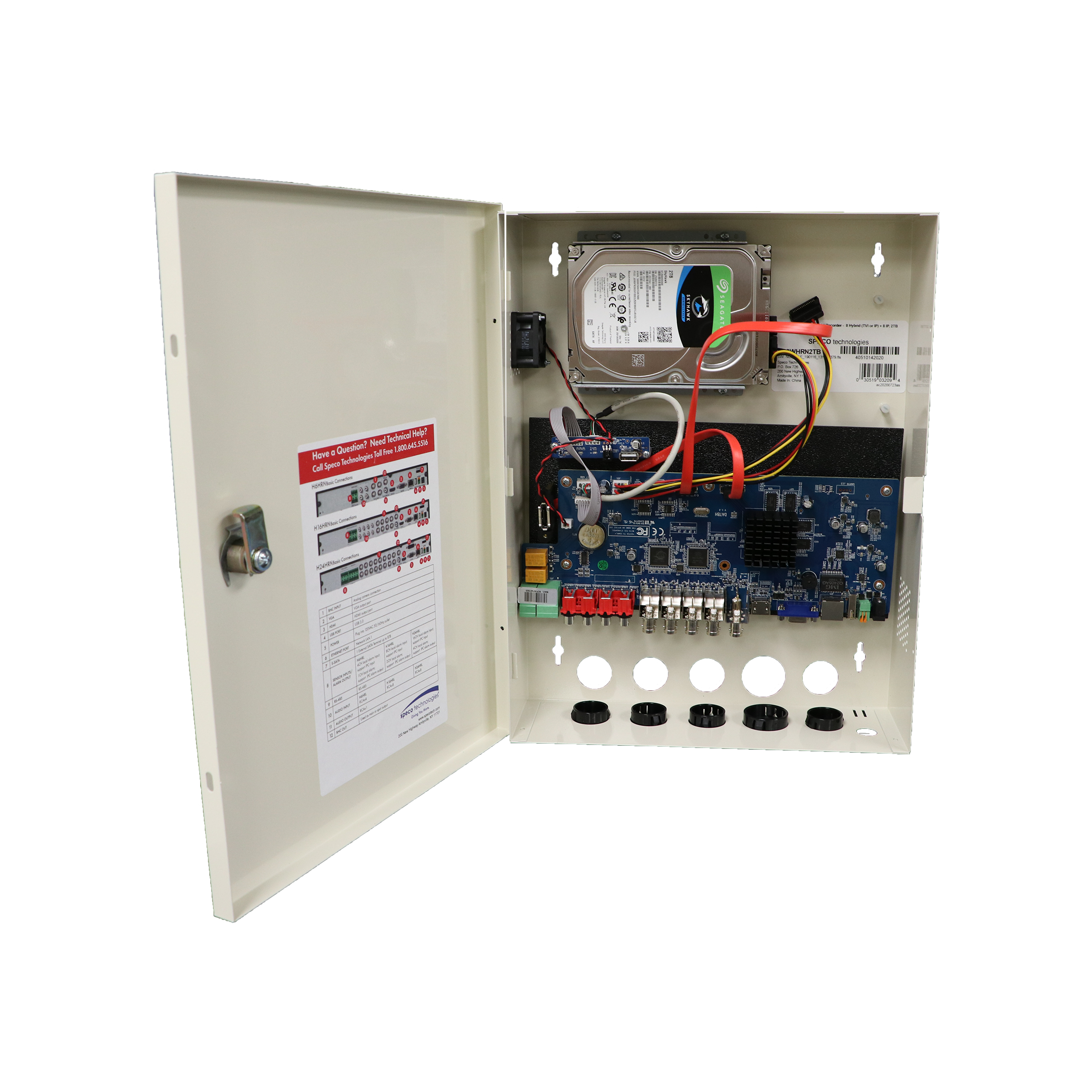 Speco Technologies H6WHRN2TB 6 Ch. Wall-Mount Hybrid Recorder - 4 Hybrid (TVI or IP) + 2 IP, 2TB, NDAA