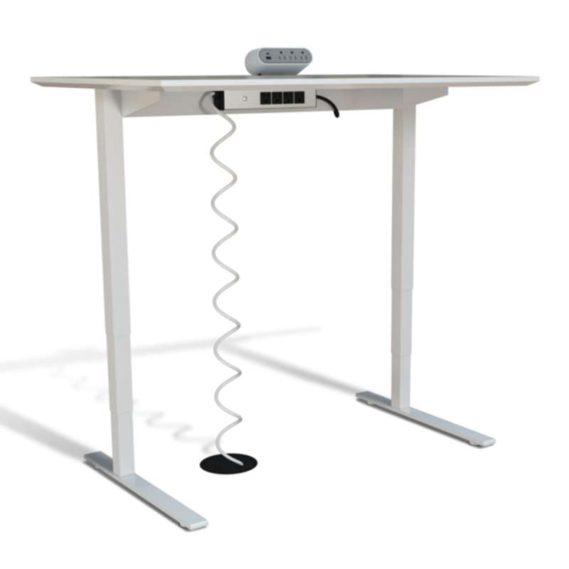 Wiremold Sit Stand Desk Power Hub with Quad Outlets and USB Ports, White