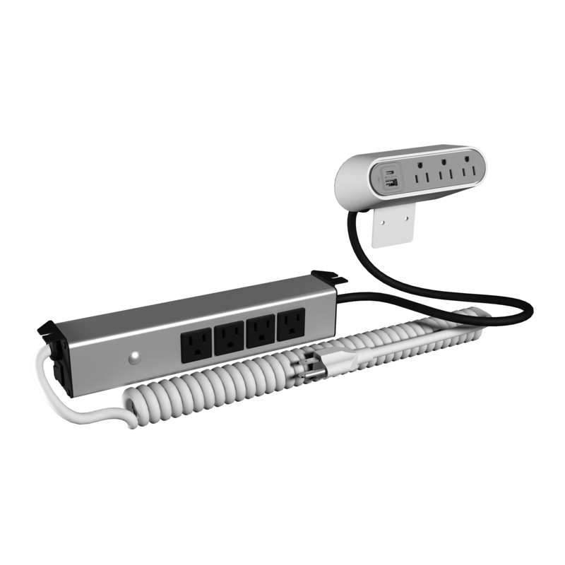 Wiremold Sit Stand Desk Power Hub with Quad Outlets and USB Ports, White