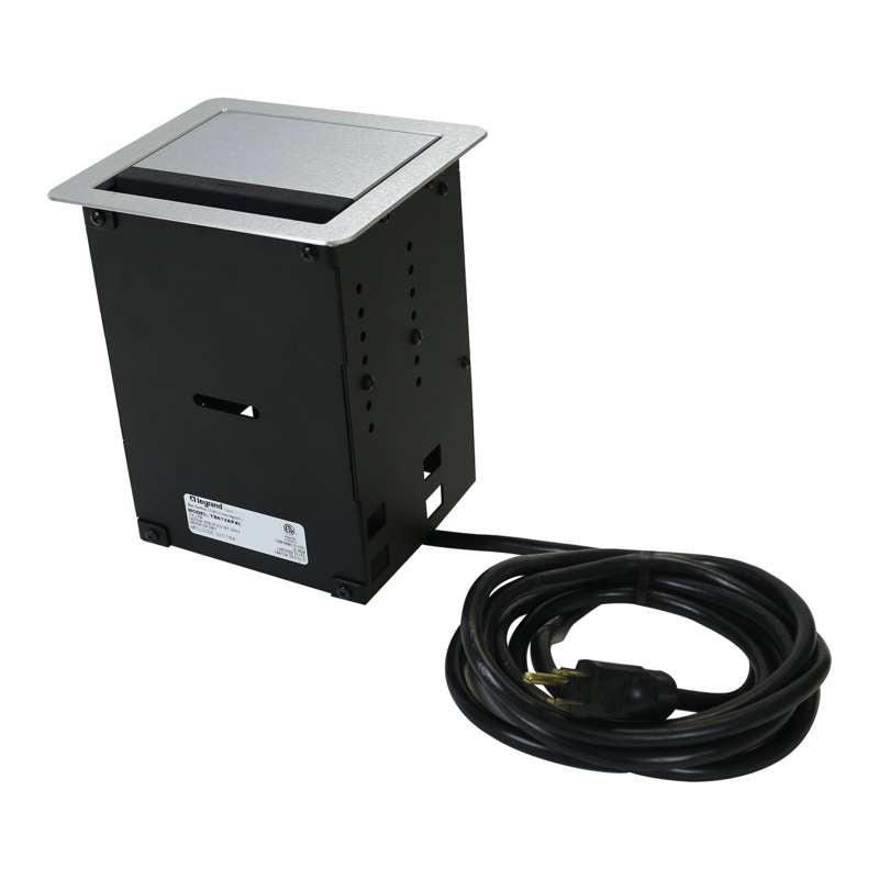 Wiremold InteGreat A/V TABLE BOX WITH USB, CORD ENDED, ALUMINUM