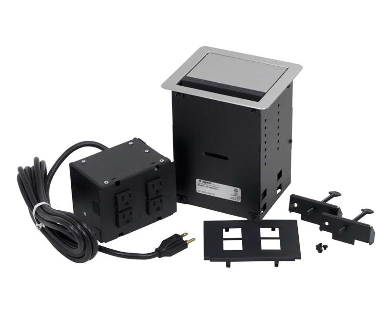 Wiremold InteGreat All Power Table Box, Cord Ended, Aluminum