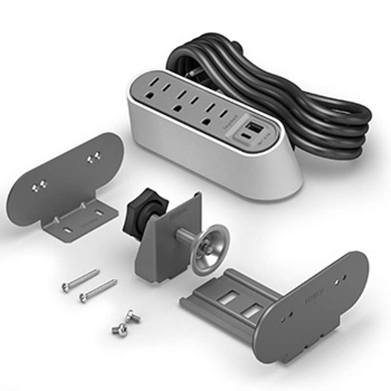 Wiremold Desktop Power Center Slim, 3 Outlets, USB A/C, White