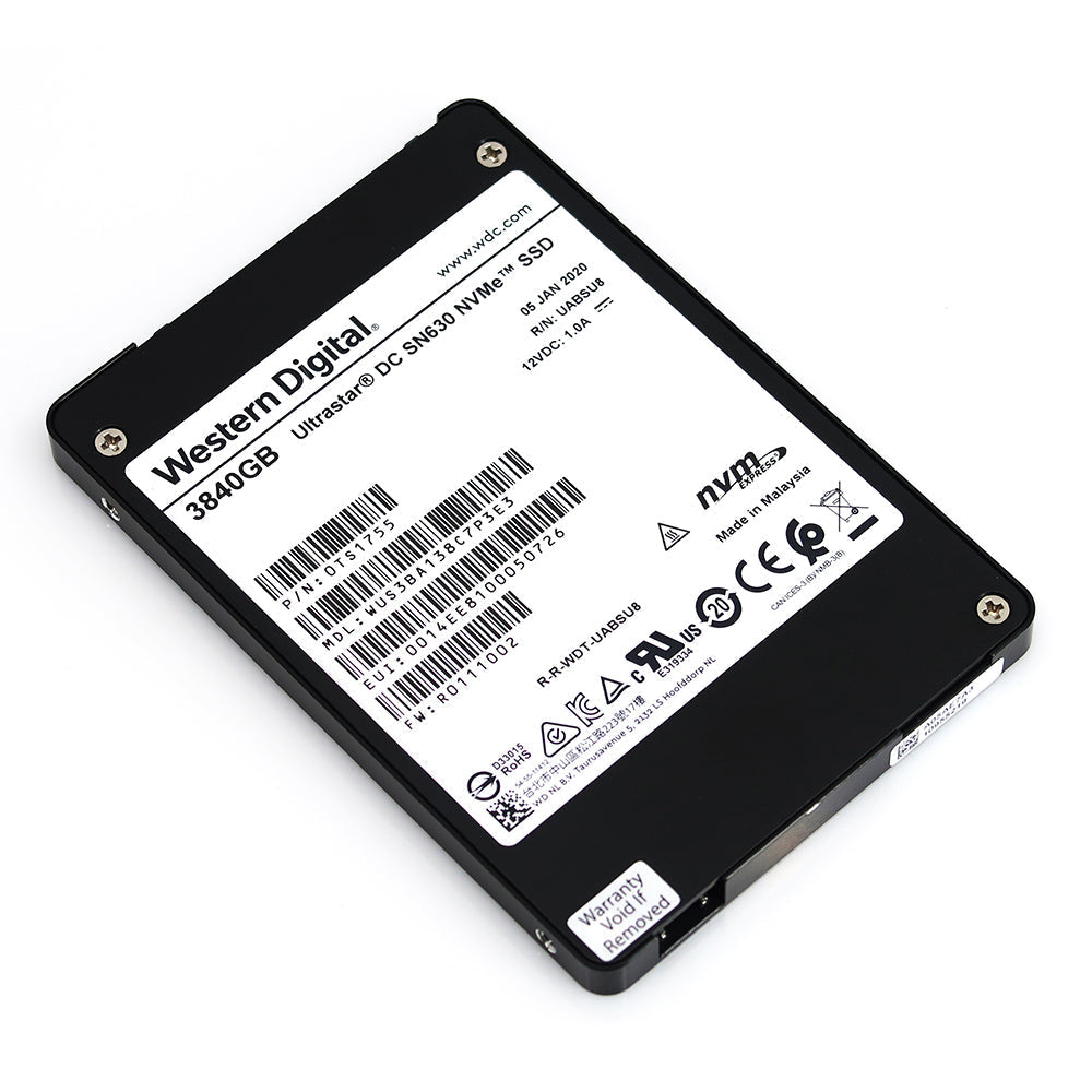 Western Digital Ultrastar DC SN630 WUS3BA138C7P3E3 0TS1755 3.84TB PCIe Gen 3.0 x4 4GB/s U.2 2.5in Refurbished SSD
