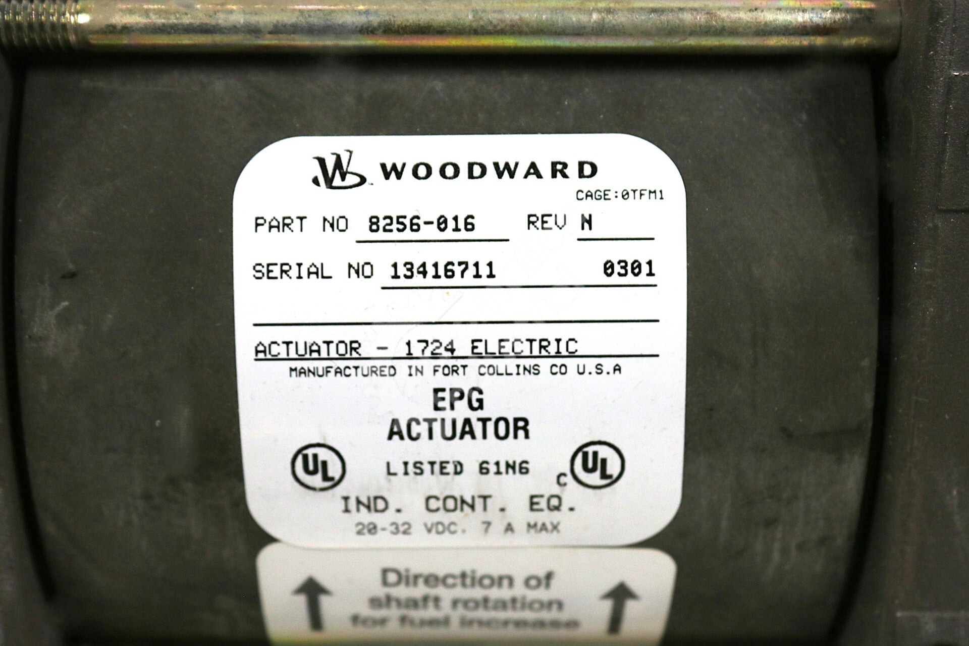 8256-016 By Woodward 20-32VDC EPG Actuator New Surplus New No Box