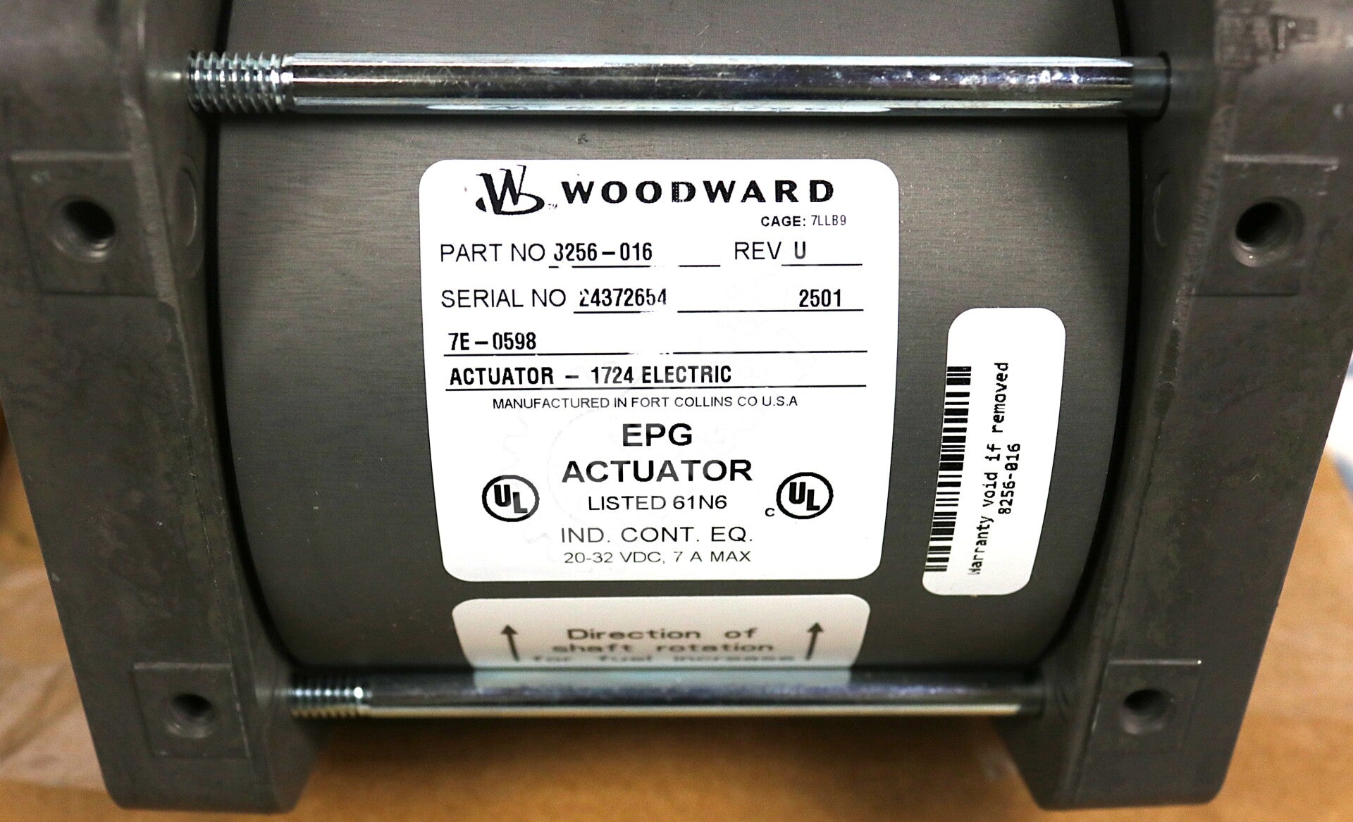 8256-016 By Woodward 20-32VDC EPG Actuator New Surplus Factory Package