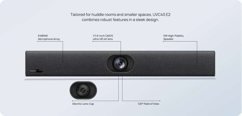 Yealink UVC40 E2 All-in-One USB Video Bar for Small and Huddle Rooms