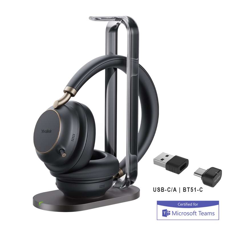 Yealink BH76 Plus with Charging Stand Teams Black USB-C/A