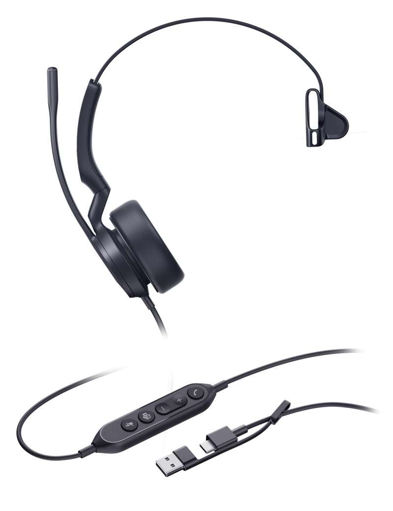 Yealink UH44 Mono Teams USB-C/A Lightweight USB Headset for Microsoft Teams