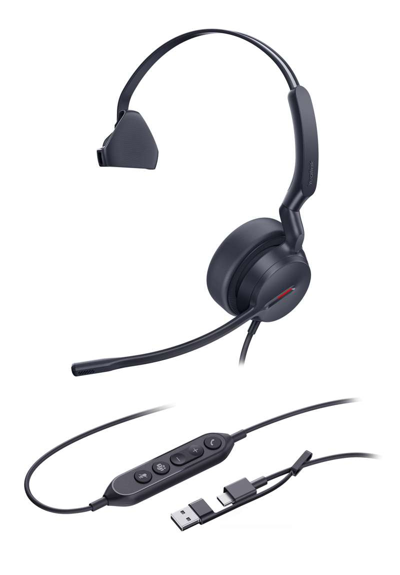 Yealink UH44 Mono Teams USB-C/A Lightweight USB Headset for Microsoft Teams