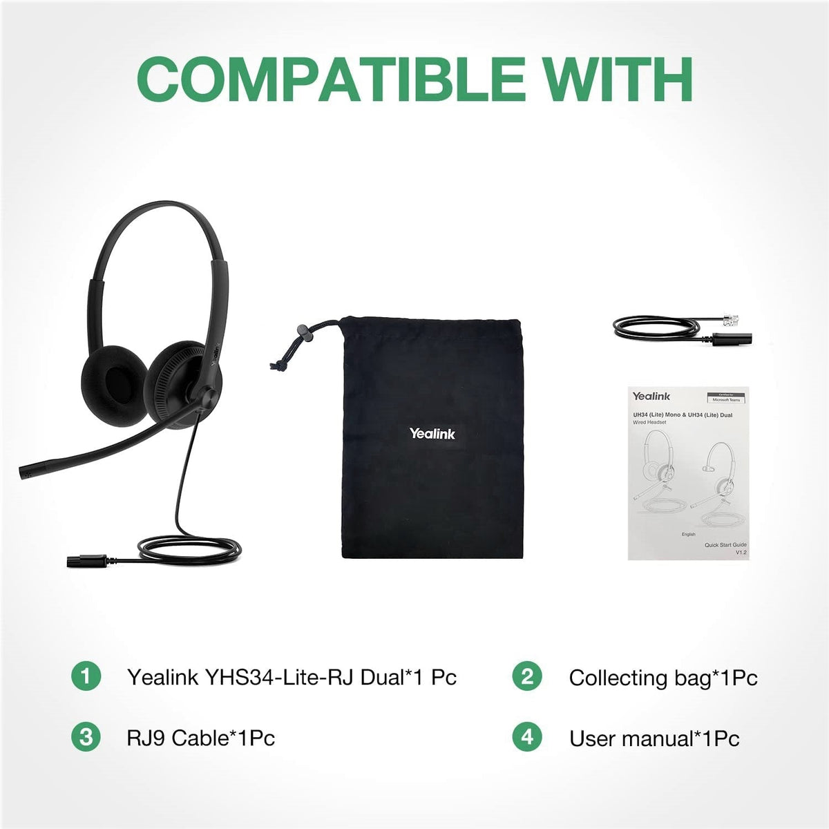 Yealink YHS34 & YHS34 Lite Dual/Mono Wideband Headset