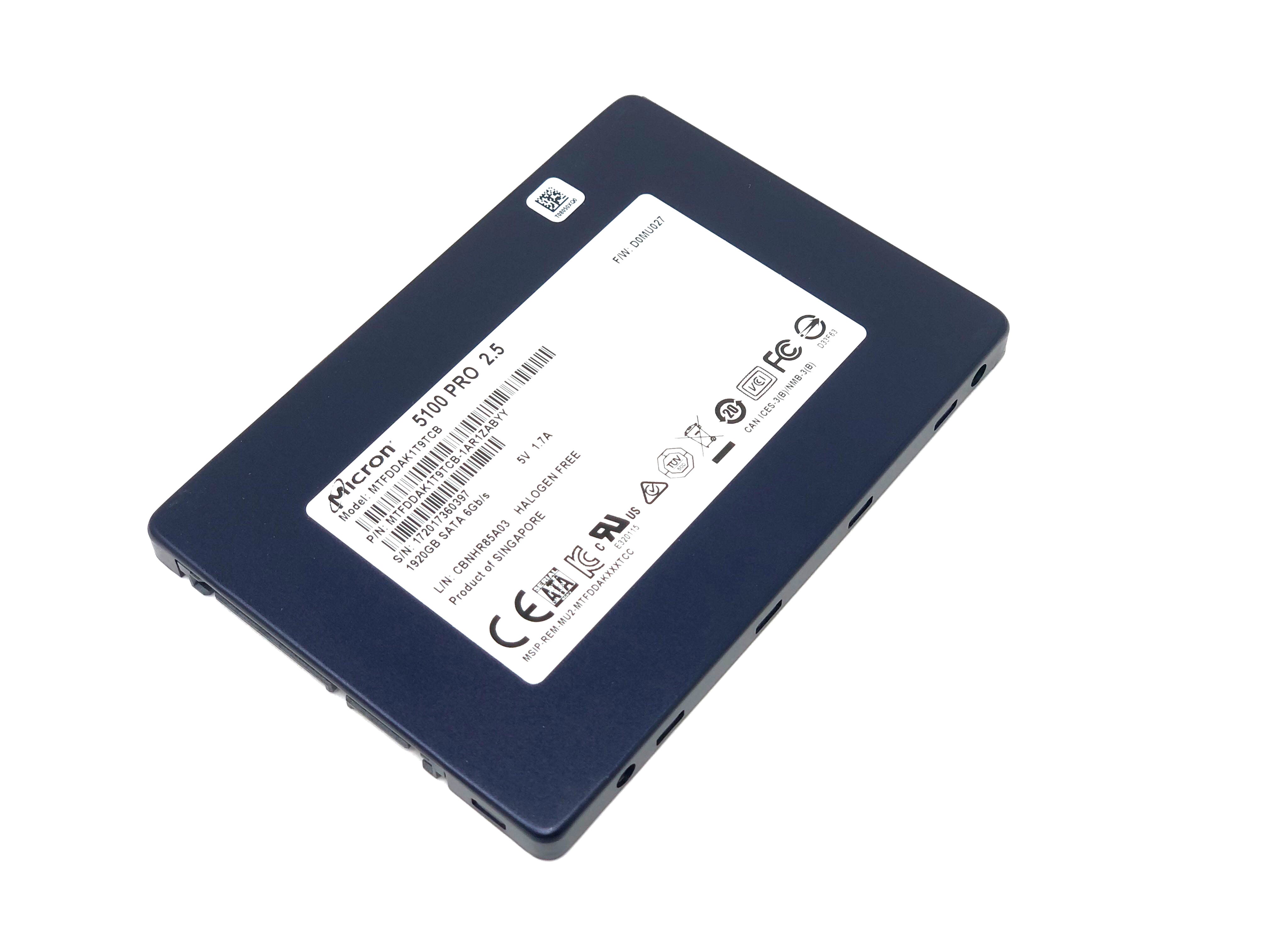 Micron 5100 Pro 1.92TB SATA 6Gbps 2.5'' SSD Solid State Drive (MTFDDAK1T9TCB-1AR1ZABYY)