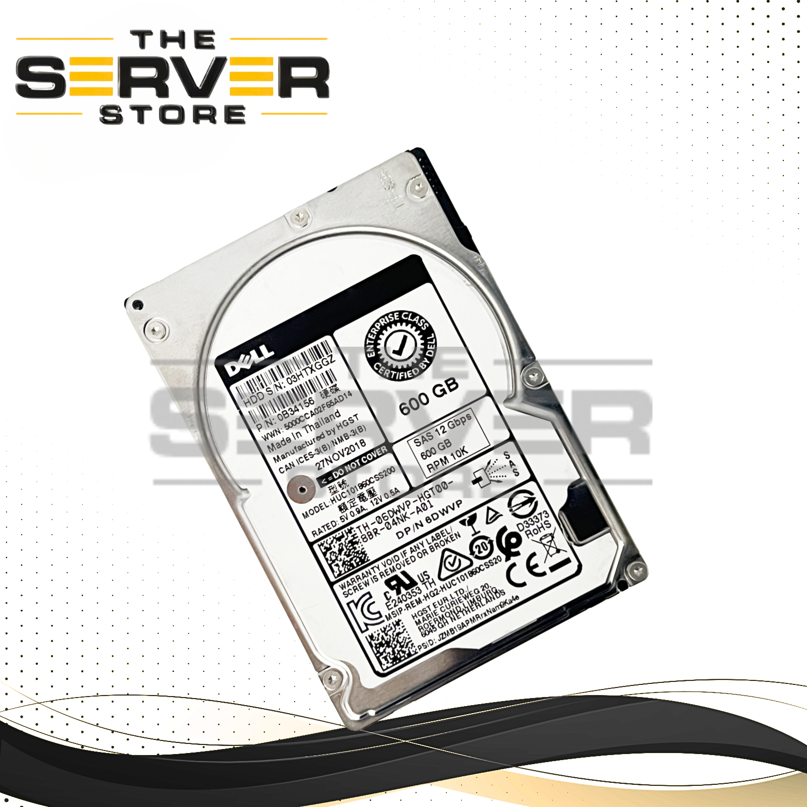 Dell Enterprise 600GB SAS 12G 10K SFF 2.5" HDD HUC101860CSS200 0B34156
