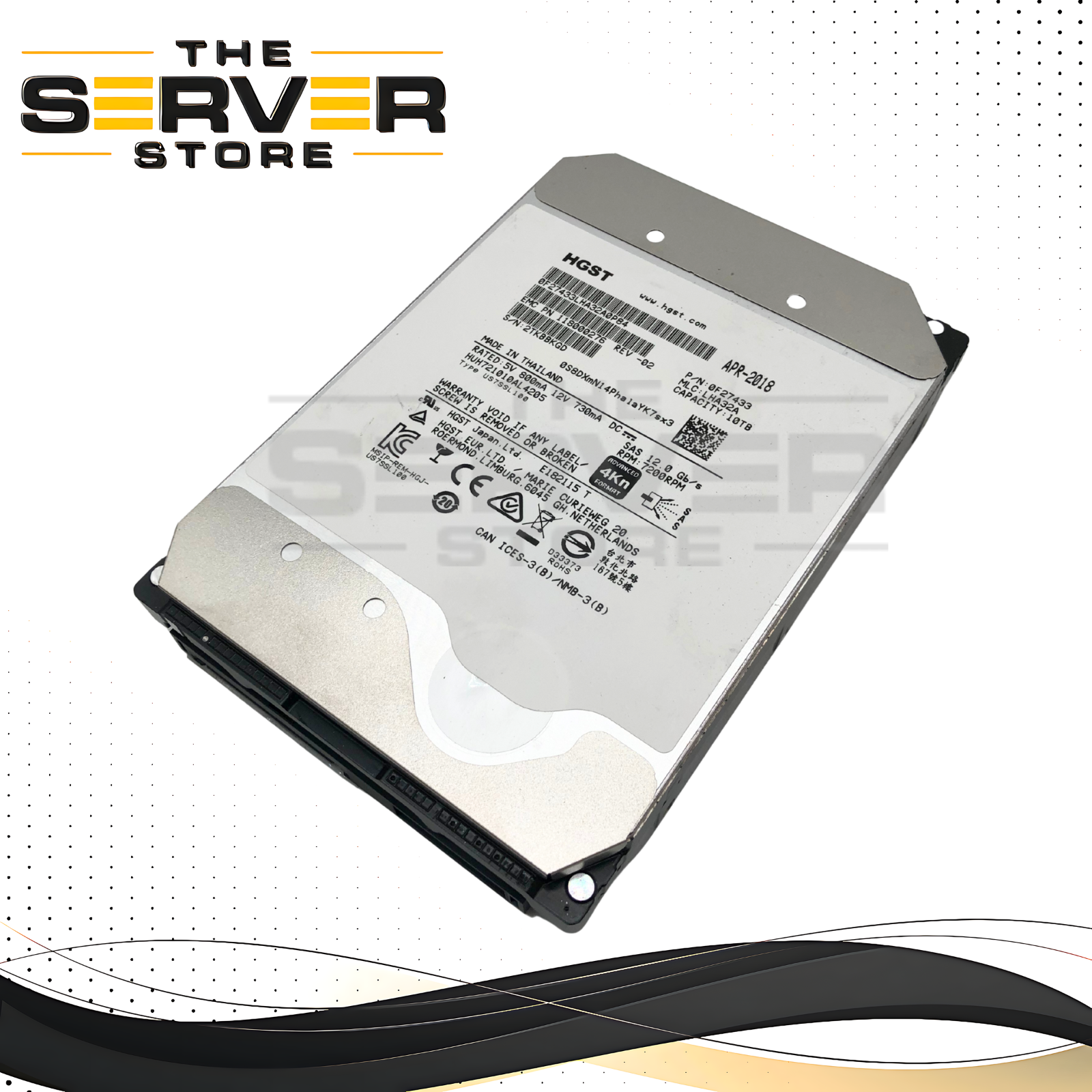 HGST 10TB 7.2K 12Gb/s SAS 3.5" 4Kn SED HDD 0F27433 118000276-REV-02