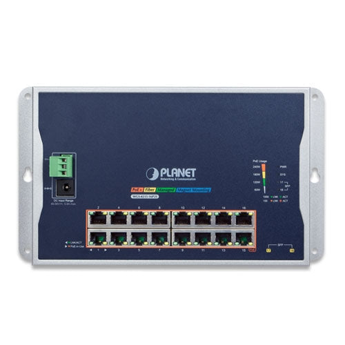 Planet WGS-4215-16P2S IP30, IPv6/IPv4, 16-Port 1000T 802.3at PoE + 2-Port 100/1000