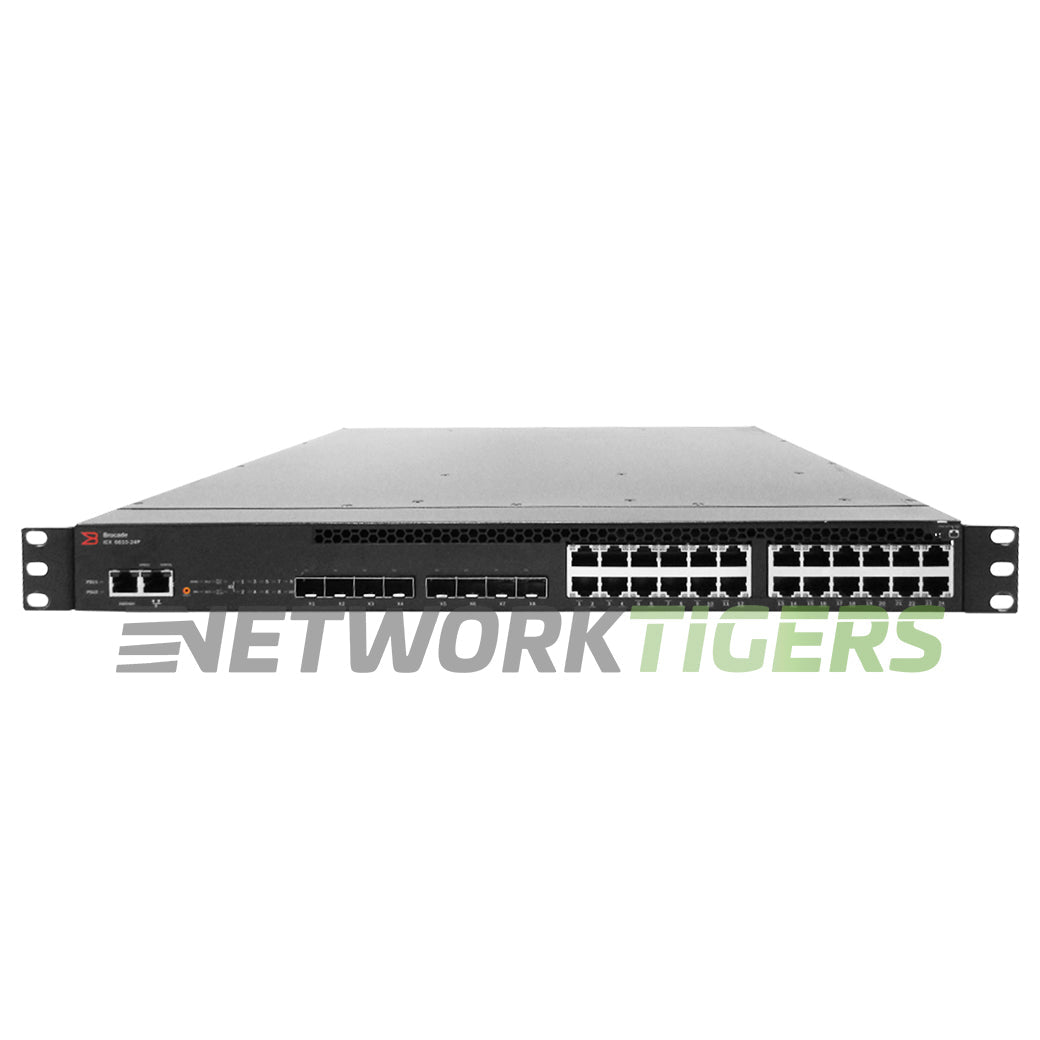 Brocade ICX6610-24P-E 24x 1GB PoE RJ45 8x 1GB SFP F-B Airflow (Base) Switch