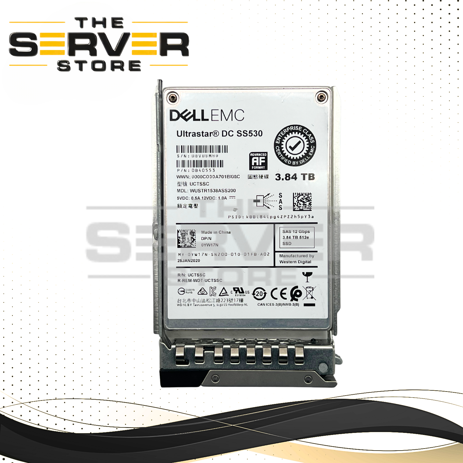 (New Open Box) Dell EMC 3.84TB SAS 12G RI SFF 2.5" SSD WD DC SS530 Series WUSTR1538ASS200 0YW17N YW17N for PowerEdge Server Gen 16th 15th