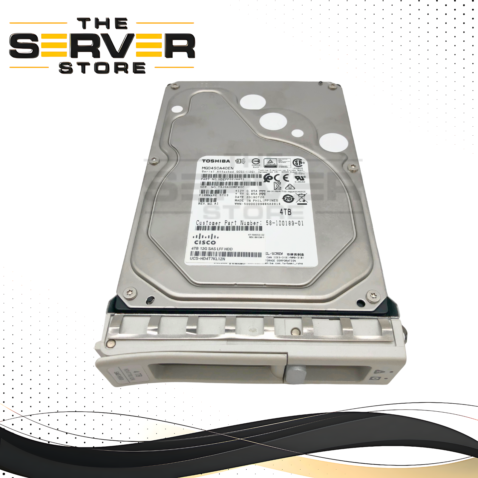 Cisco 4TB SAS 12G 7.2K RPM 3.5" HDD Toshiba MG04SCA40EN DEPF02JAA51 UCS-HD4T7KL12N