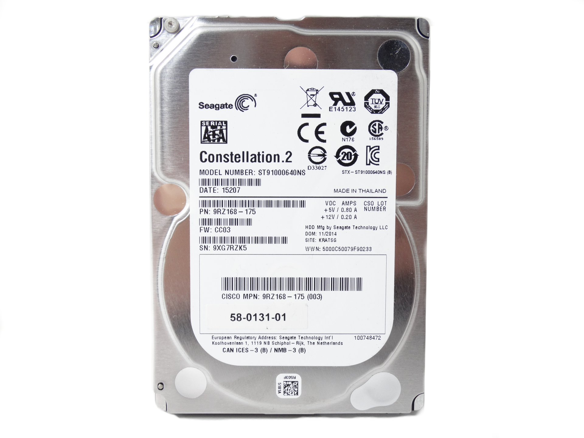 Cisco 1TB 7.2K SATA 6Gb/s 2.5'' Hard Drive HDD (58-0131-01)