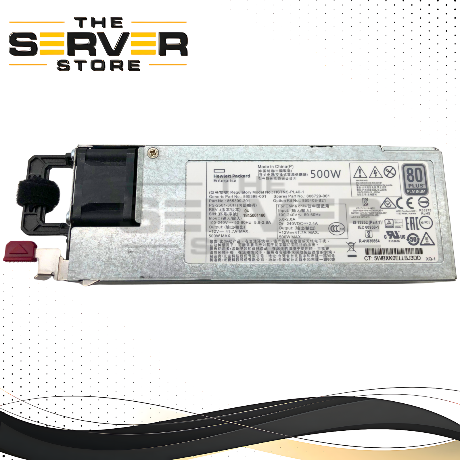 HPE 500W Slot Platinum Hot Plug Power Supply 865398-001 866729-001 865408-B21 HSTNS-PL40-1 865399-201