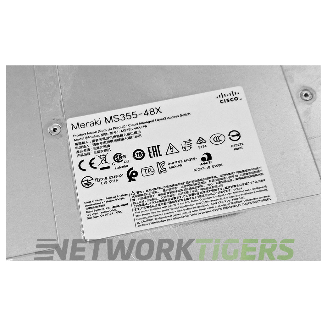 NEW Cisco Meraki MS355-48X-HW 32x RJ45 16x PoE RJ45 2x QSFP+ Unclaimed Switch
