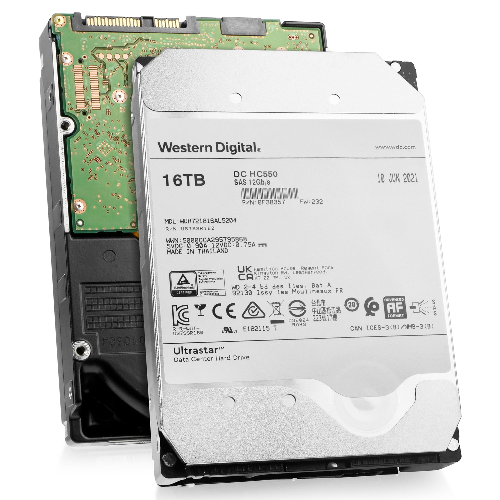 Western Digital Ultrastar DC HC550 WUH721816AL5204 0F38357 16TB 7.2K RPM SAS 12Gb/s 512e 3.5in Hard Drive