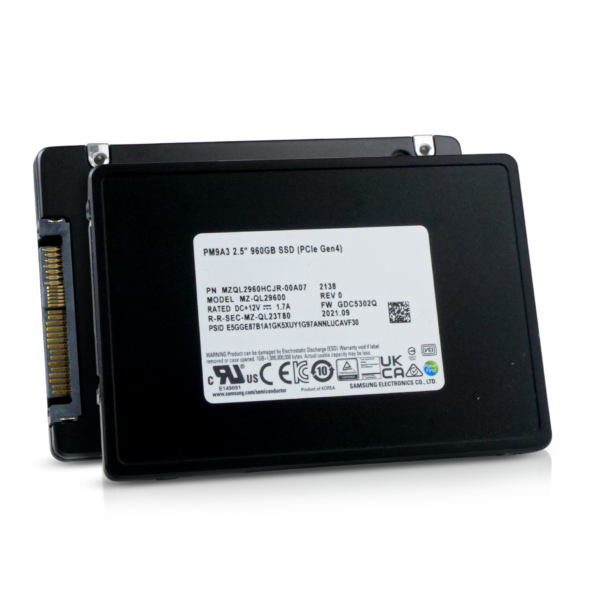 Samsung PM9A3 MZQL2960HCJR 960GB PCIe Gen 4.0 x4 8GB/s 1 DWPD U.2 2.5" Refurbished SSD