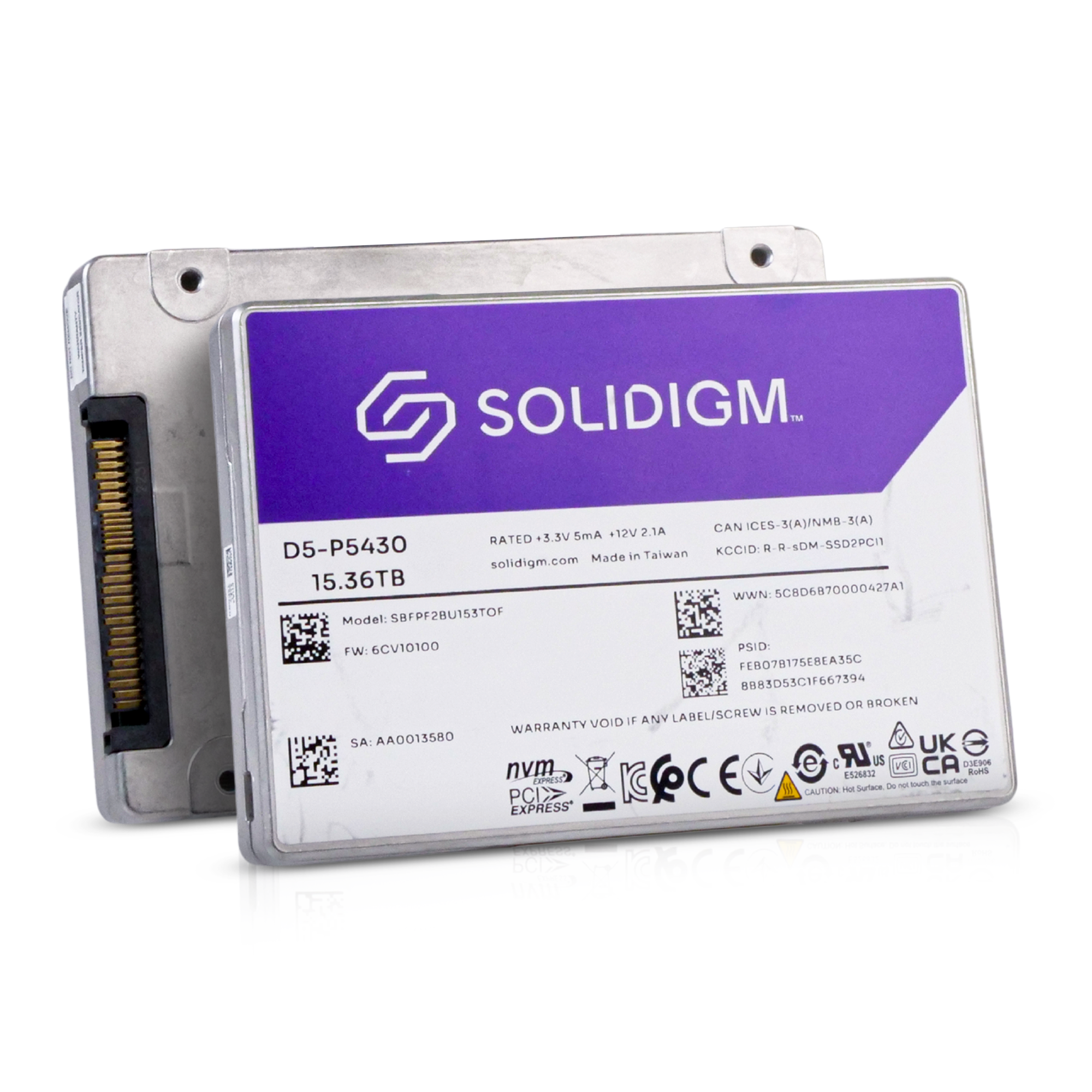 Solidigm D5-P5430 SBFPF2BU153TOF 15.36TB 0.5 DWPD PCIe Gen 4.0 x4 8GB/s 3D QLC U.2 NVMe 2.5in SSD